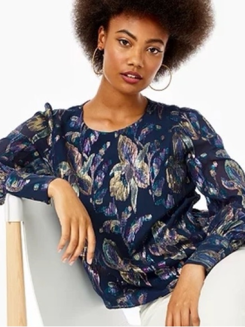 Lilly Pulitzer Lambert Silk Top in True Navy